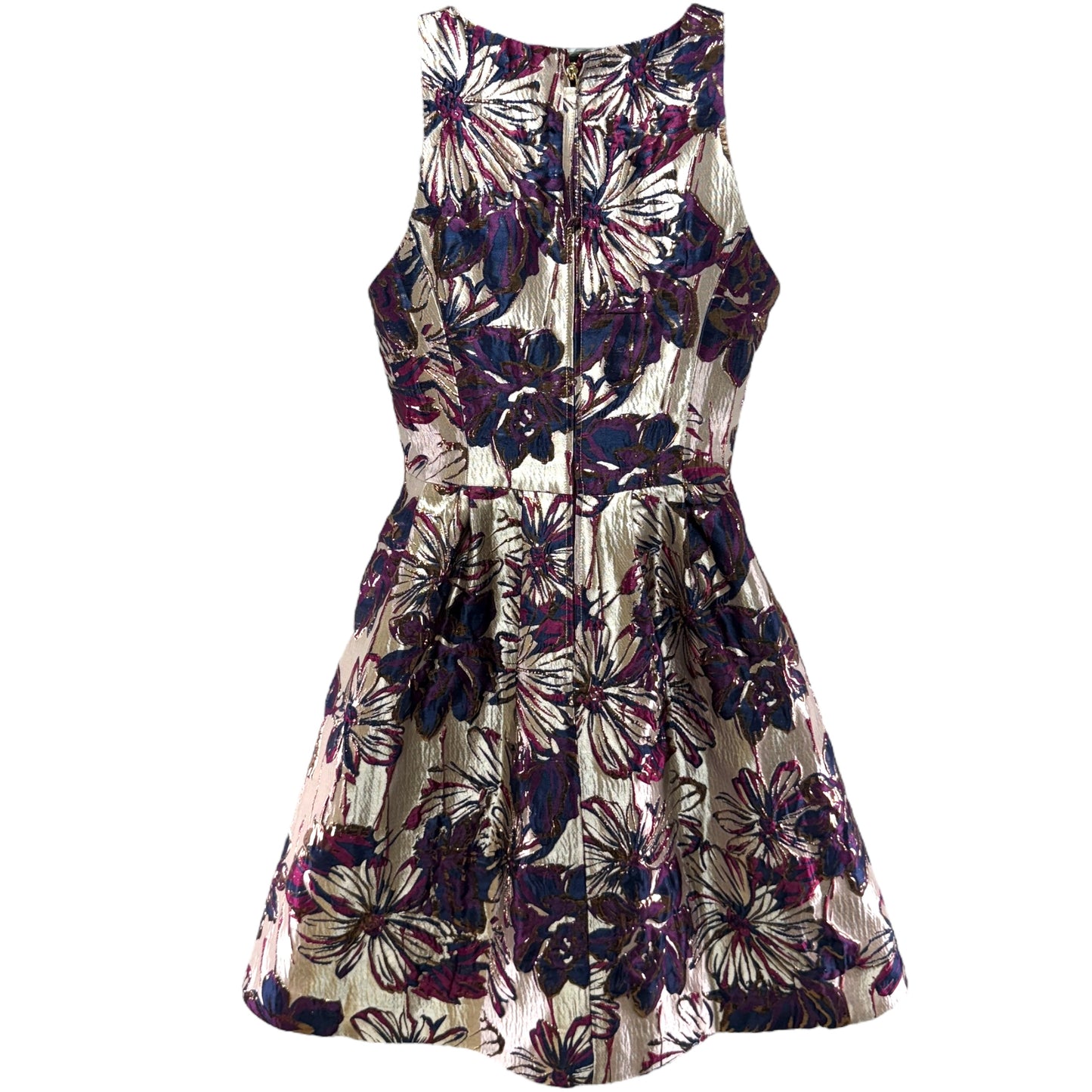 Jollian Floral Jacquard Dress Designer By Lilly Pulitzer In Low Tide Navy Amarena Cherry Fete Floral Brocade, Size: 0