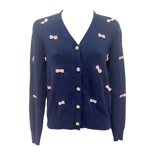 Keane Cardigan Sweater Designer By Lilly Pulitzer In Low Tide Navy Tossed Bows, Size: XS