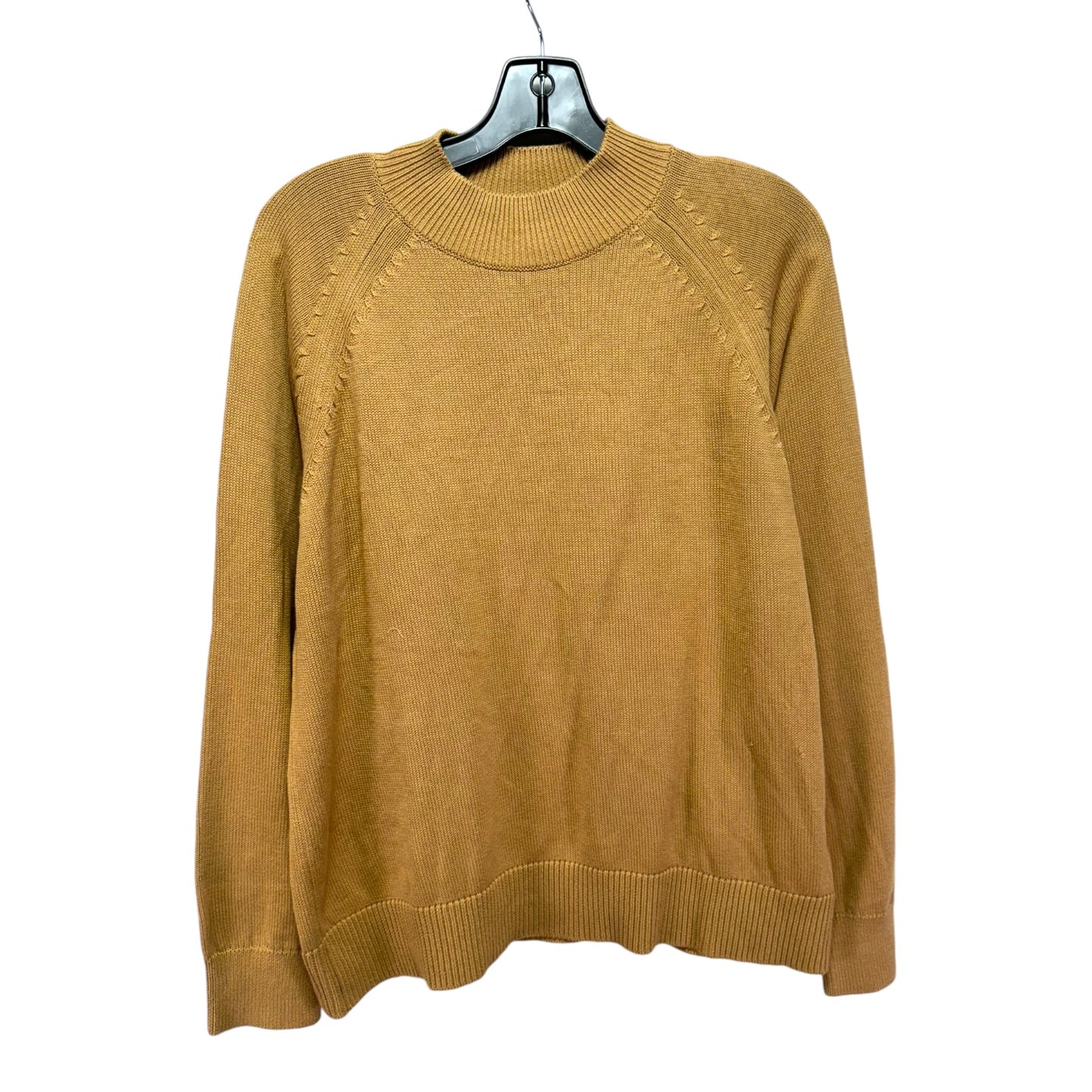 Organic Cotton Mock Neck Sweater By Quince in TAN, Size: L