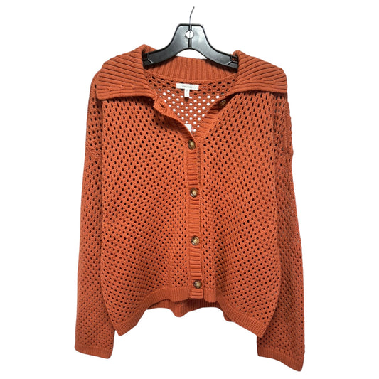 Open Knit Sweater Cardigan By Maurices In Orange, Size: L