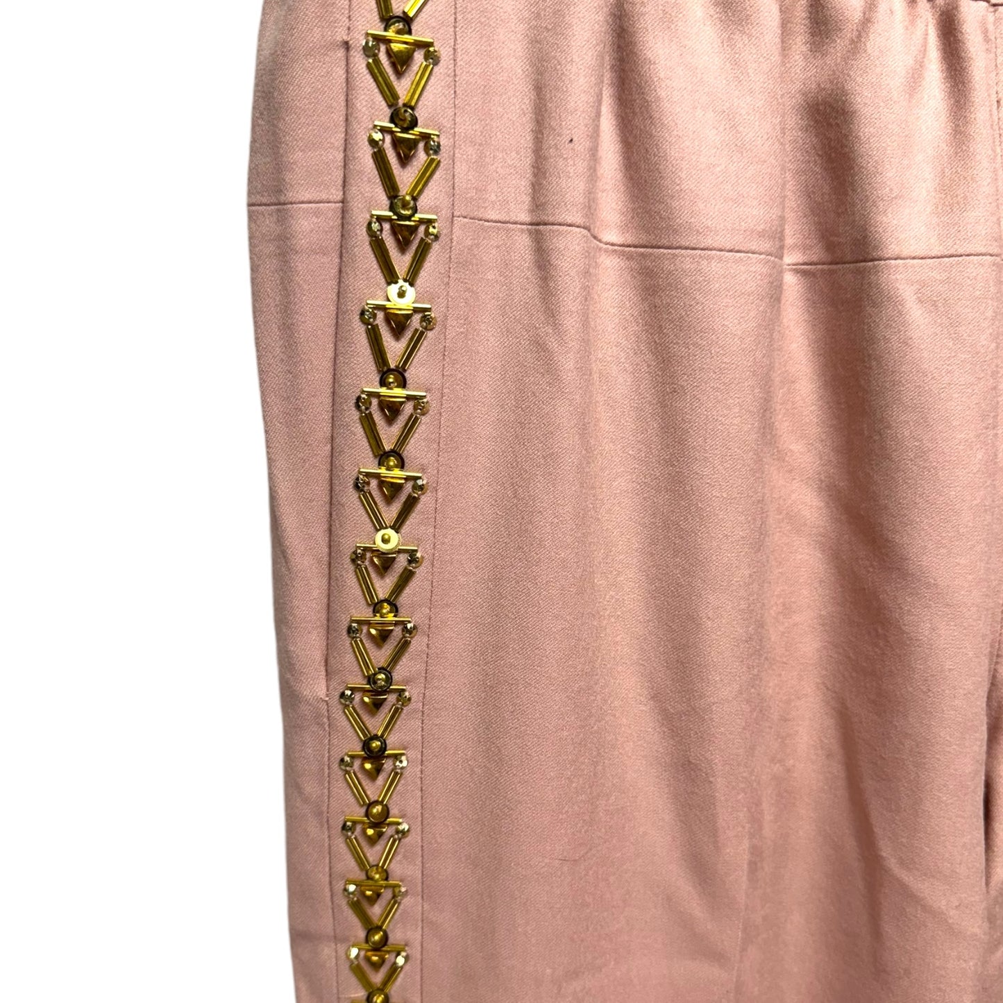 Embellished Italian Wool Pull On Pant By J. Crew Collection In Mauve, Size: 0