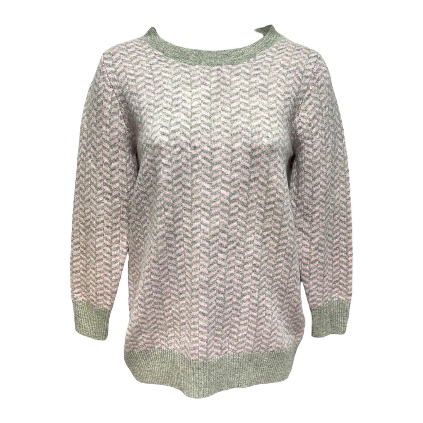 100% Italian Cashmere Herringbone Sweater By J. Crew Collection In Green & Pink, Size: S