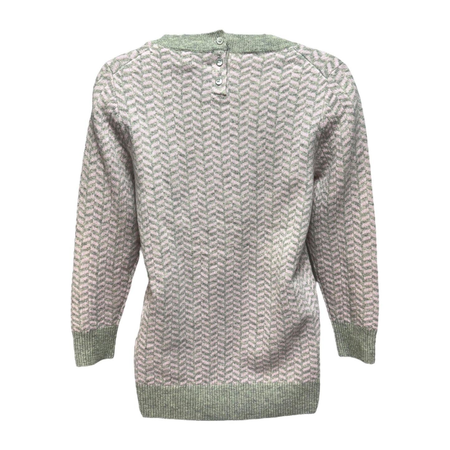 100% Italian Cashmere Herringbone Sweater By J. Crew Collection In Green & Pink, Size: S