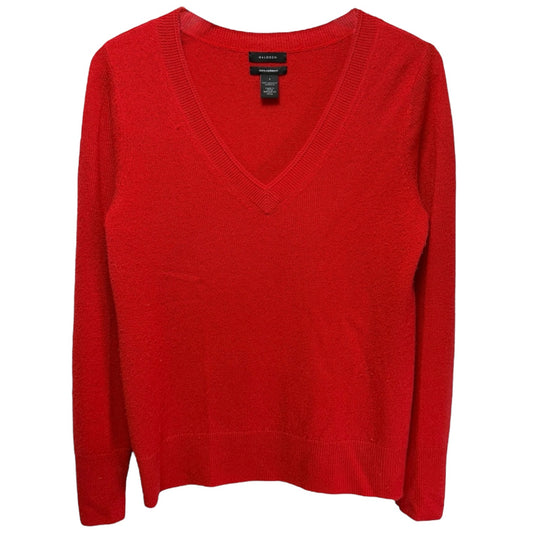 V-Neck Cashmere Sweater By Halogen In Red, Size: S