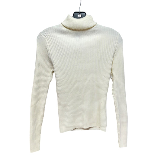 Turtleneck Ribbed Sweater By Gap In Cream, Size: M