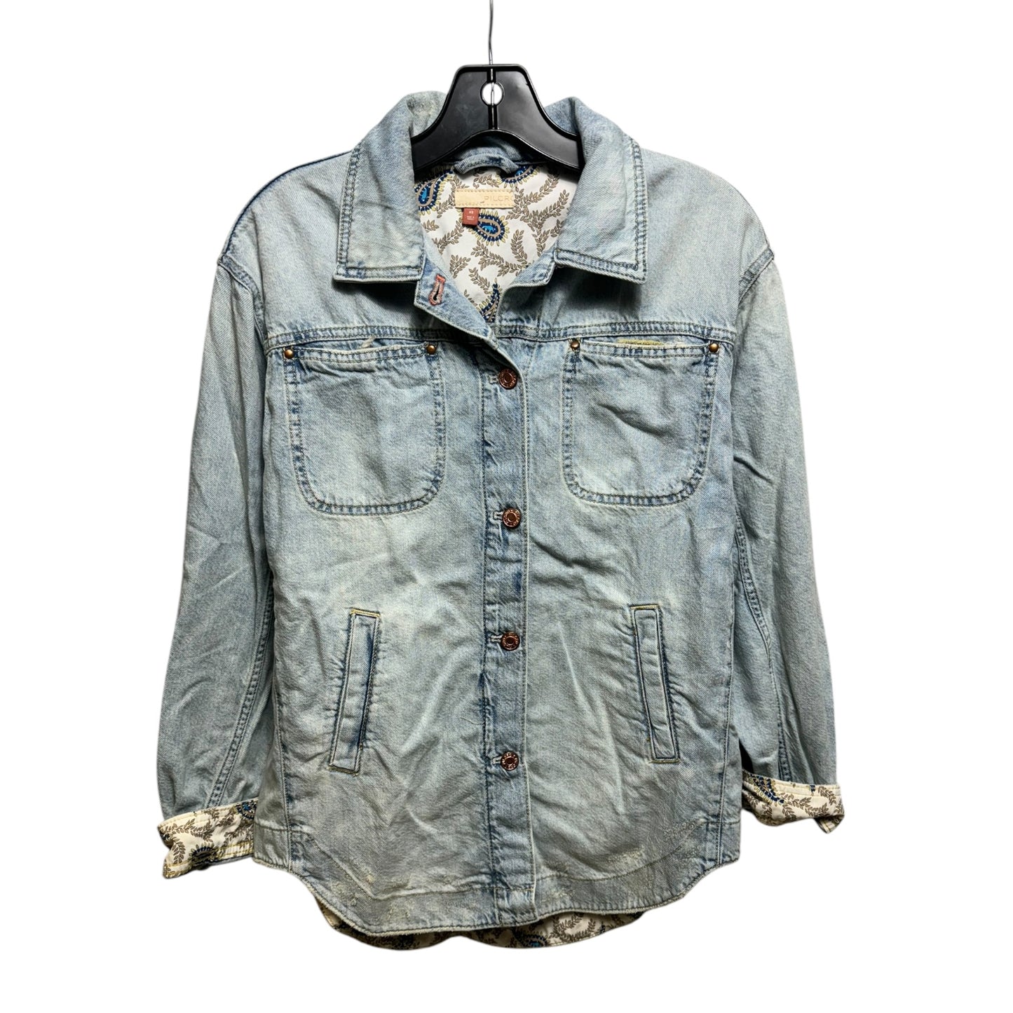 Drapey Denim Shirt Jacket By Pilcro In Blue Denim, Size: XS