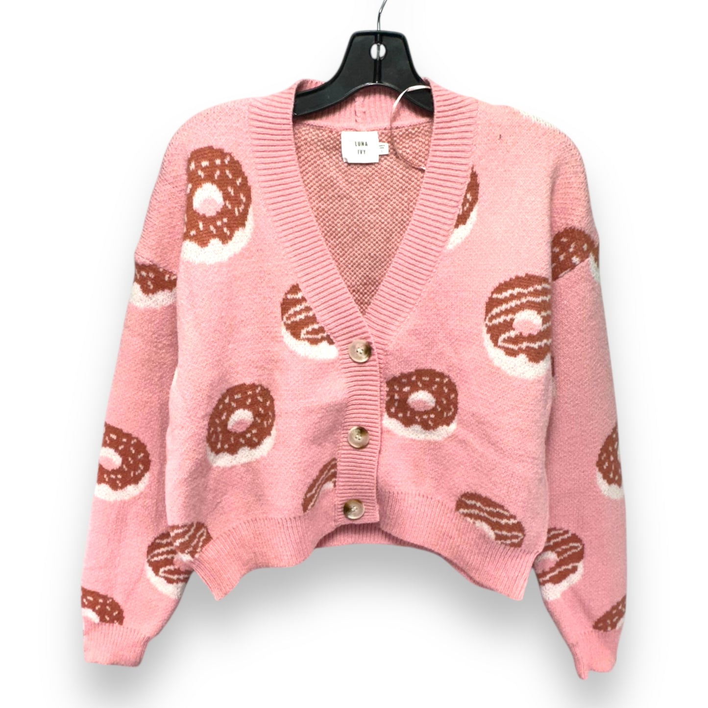 Sweater Cardigan By luna ivy In Pink, Size: L