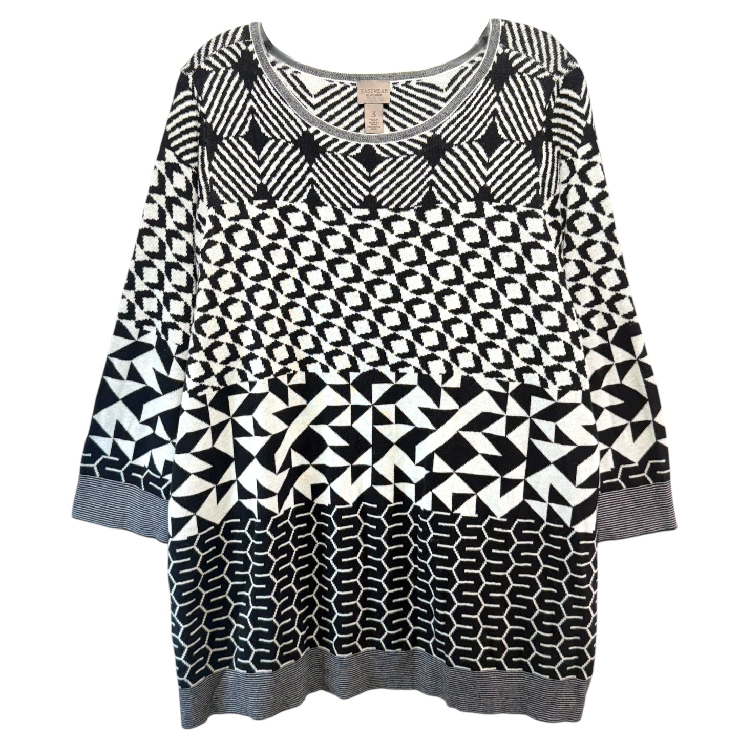 Sweater By Chicos In Black & White, Size: Xl