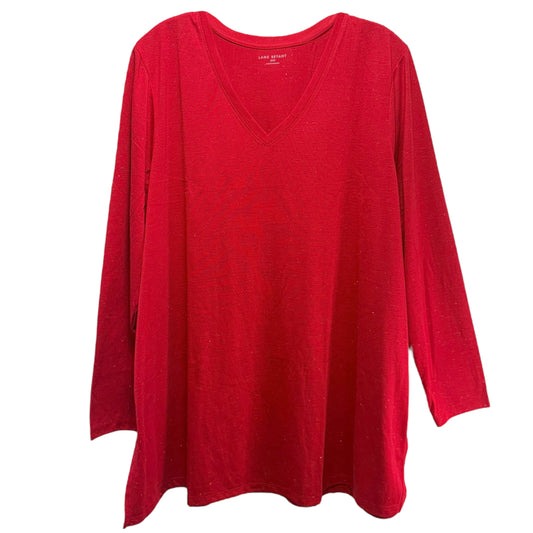 Long-Sleeve V-Neck Tunic Tee By Lane Bryant In Red, Size: 1X