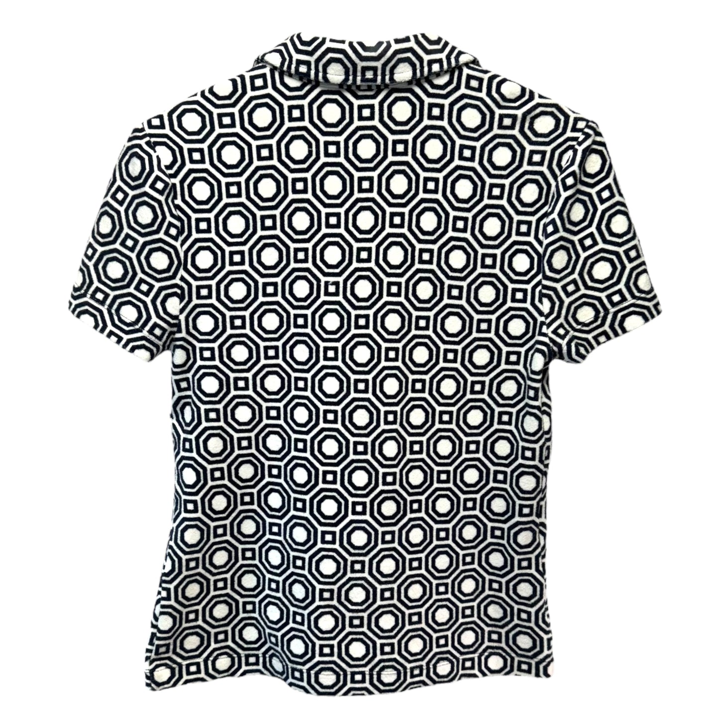 Heavy French Terry Polo Shirt Designer By Tory Burch In Geometric Pattern, Size: S