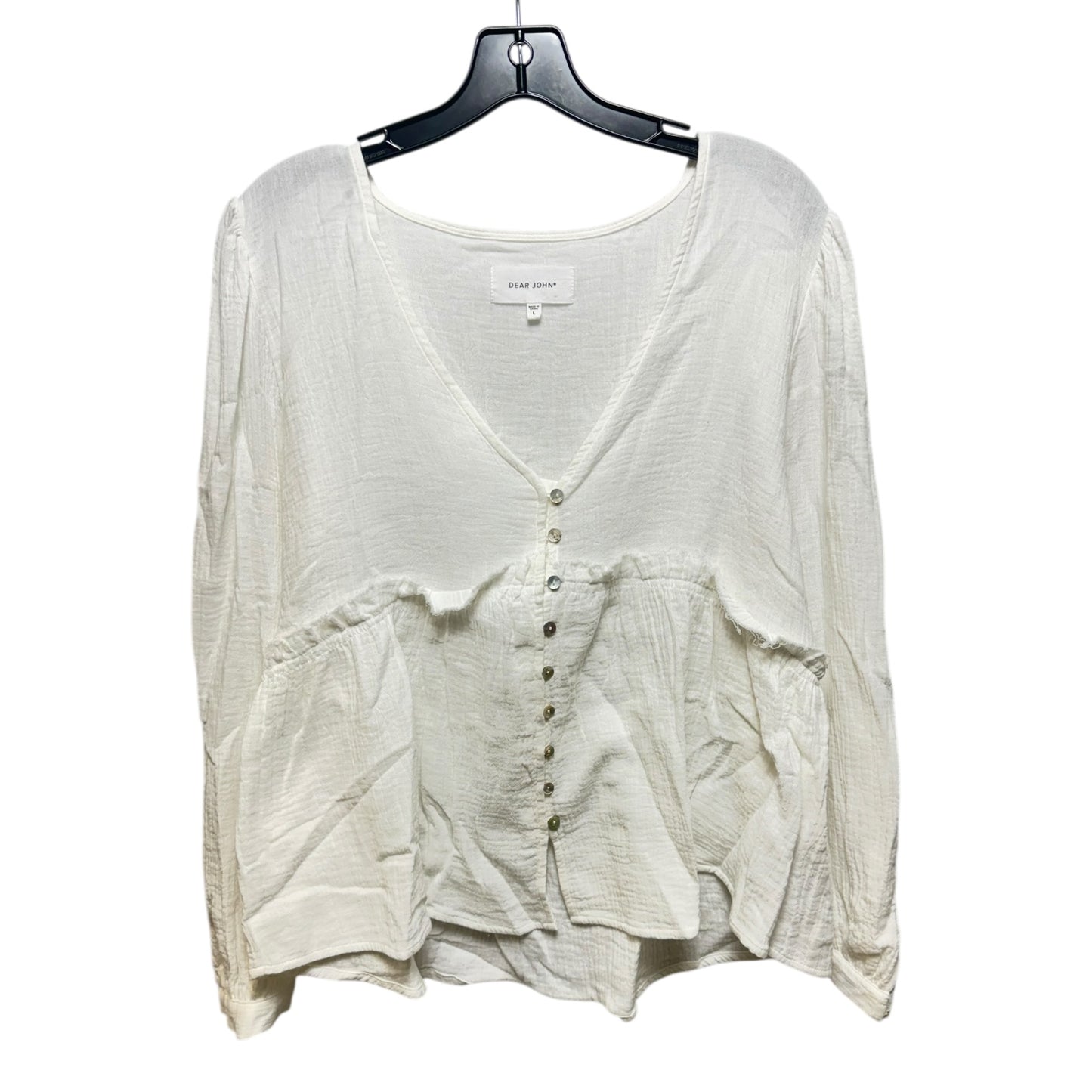 Top Long Sleeve By Dear John In White, Size: L