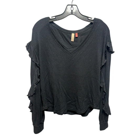 Ruffle Sleeve Top Long Sleeve By Pilcro In Black, Size: M