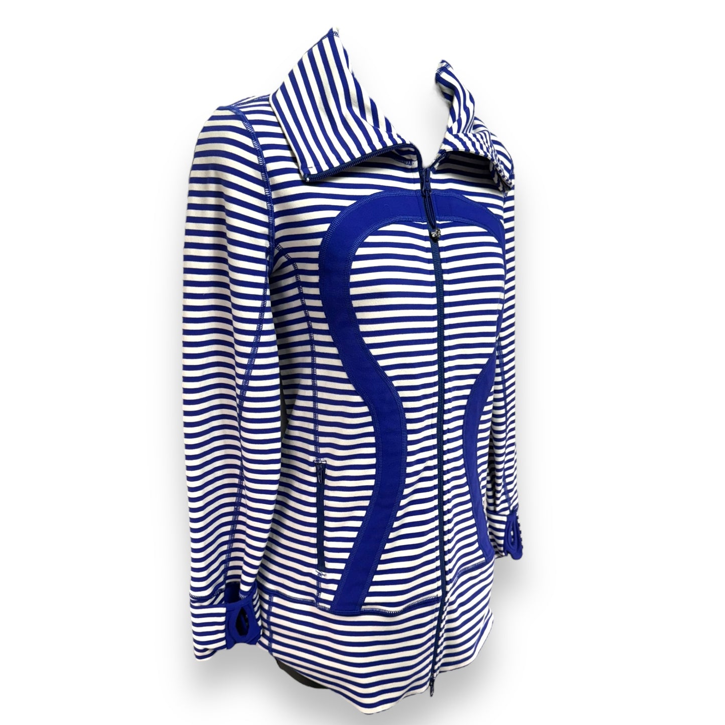 Athletic Jacket By Lululemon In Striped Pattern, Size: 6