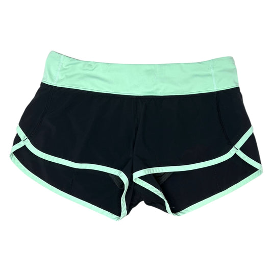 Athletic Shorts By Lululemon In Black & Green, Size: 6