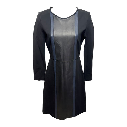 Ponte Leather Front Panel Dress By J. Crew In Black & Blue, Size: 6p