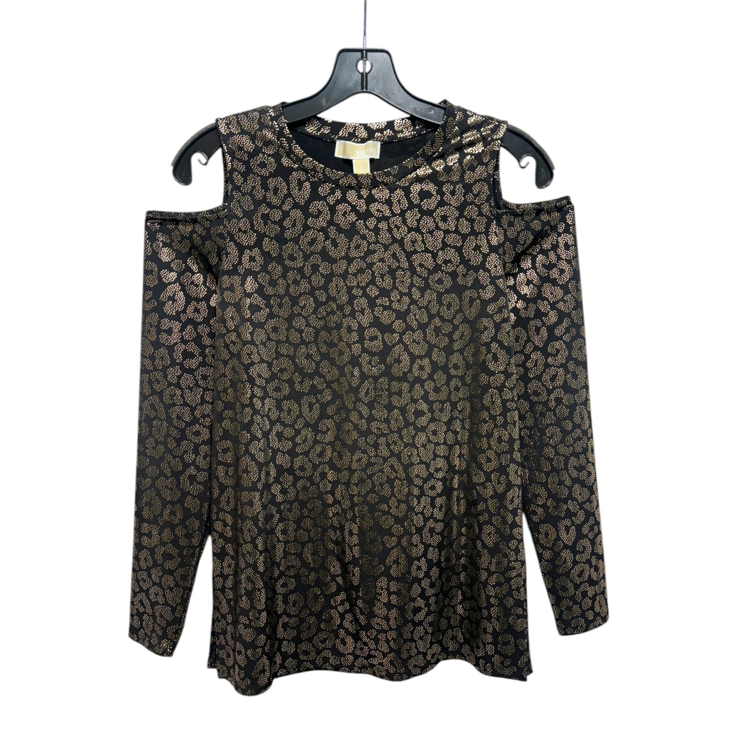 Metallic Top Long Sleeve By Michael By Michael Kors In Black & Gold, Size: S