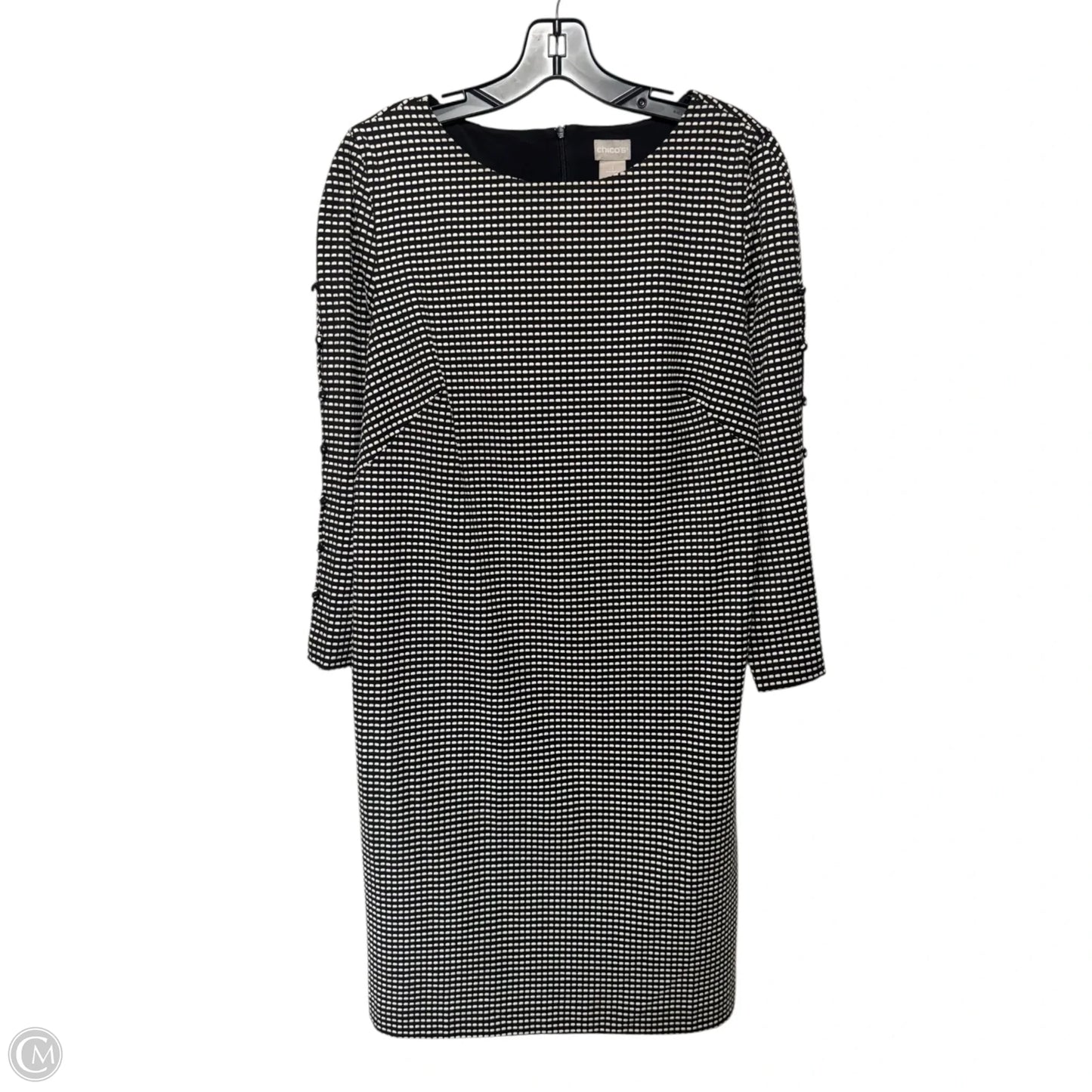 Dress Casual Midi By Chicos In Black & Cream, Size: 8