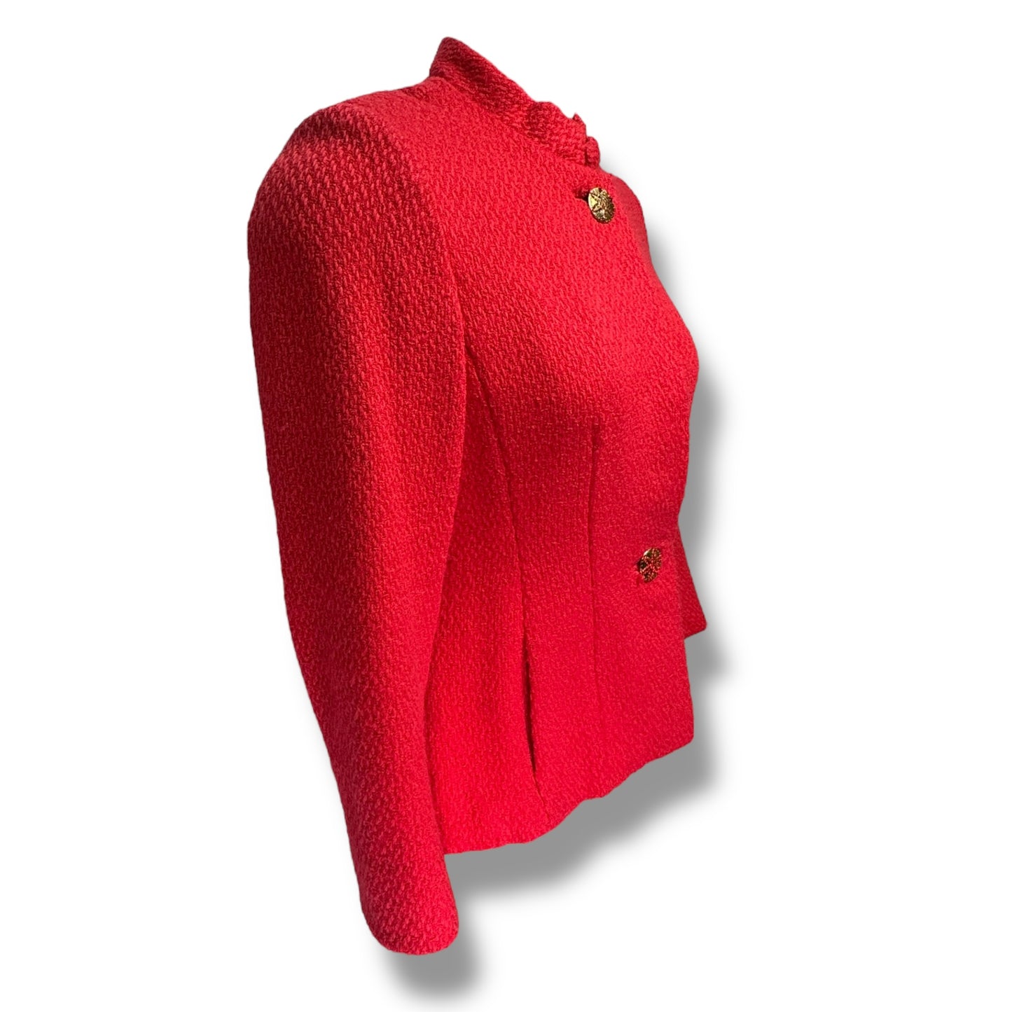 Vintage Boucle Blazer Luxury Designer By Paola Quadretti X Valentino-Garavani In Raspberry, Size: 10