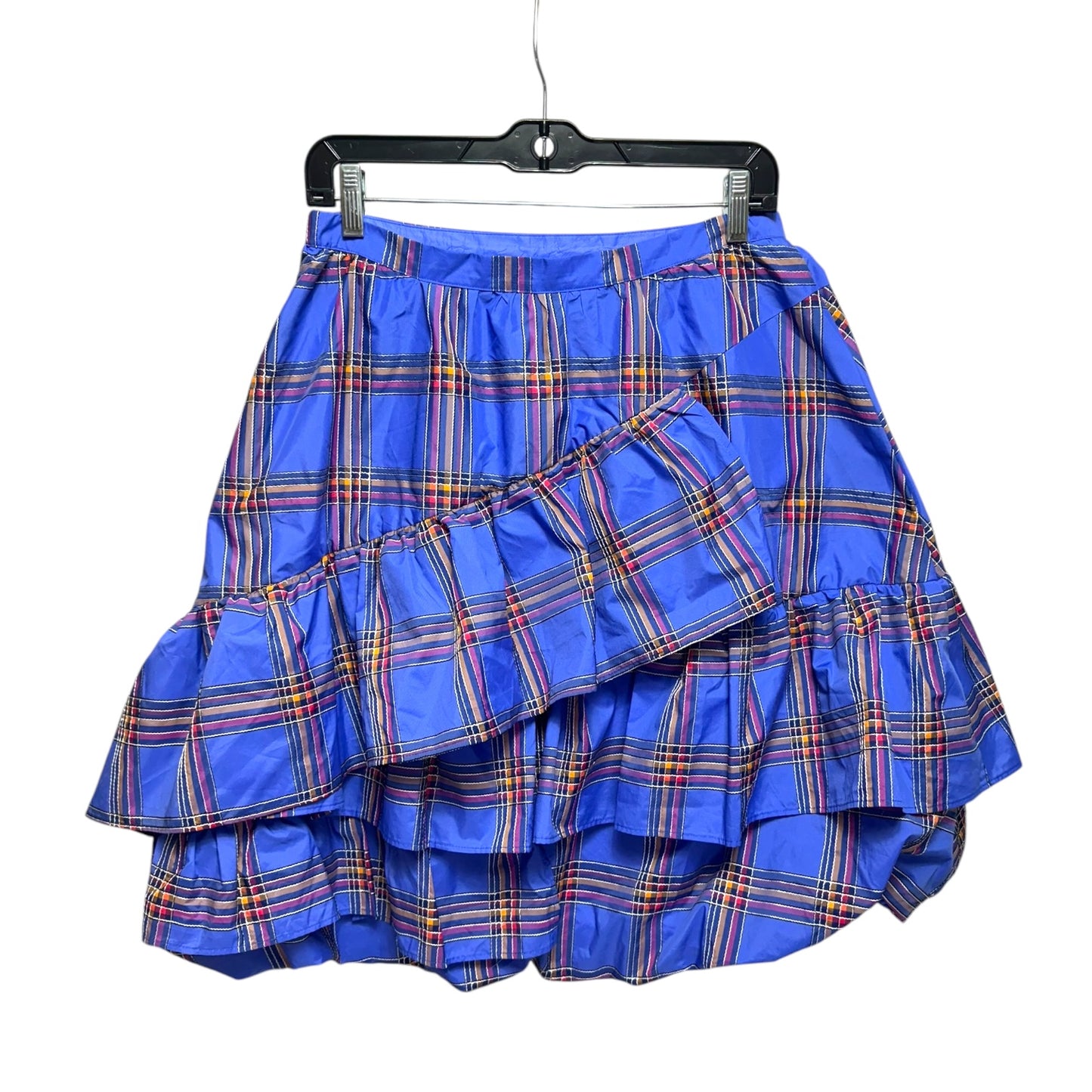 Tiered Ruffle Mini Skirt By Maeve In Plaid Pattern, Size: 8