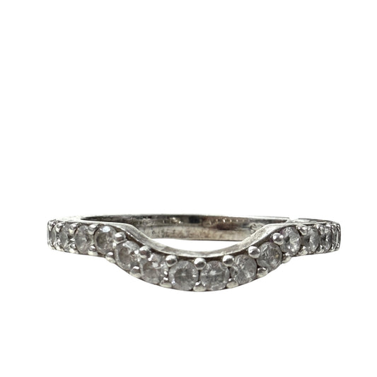 Clear Stine & Sterling Silver Contour Band Ring By Clothes Mentor