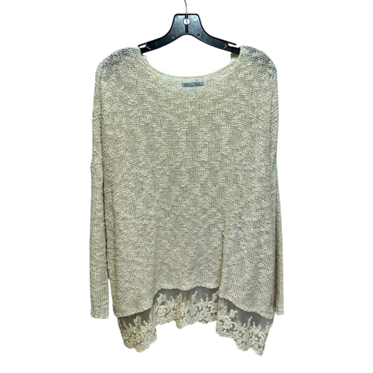 Lace Trim Sweater By Olivia Sky In Cream, Size: 1x