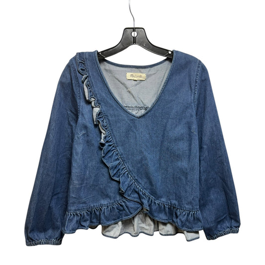 Denim Ruffle Top Long Sleeve By Madewell  Size: M