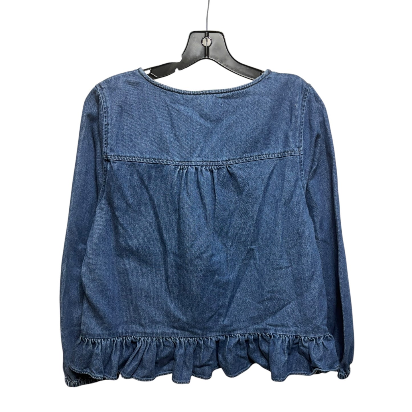 Denim Ruffle Top Long Sleeve By Madewell  Size: M