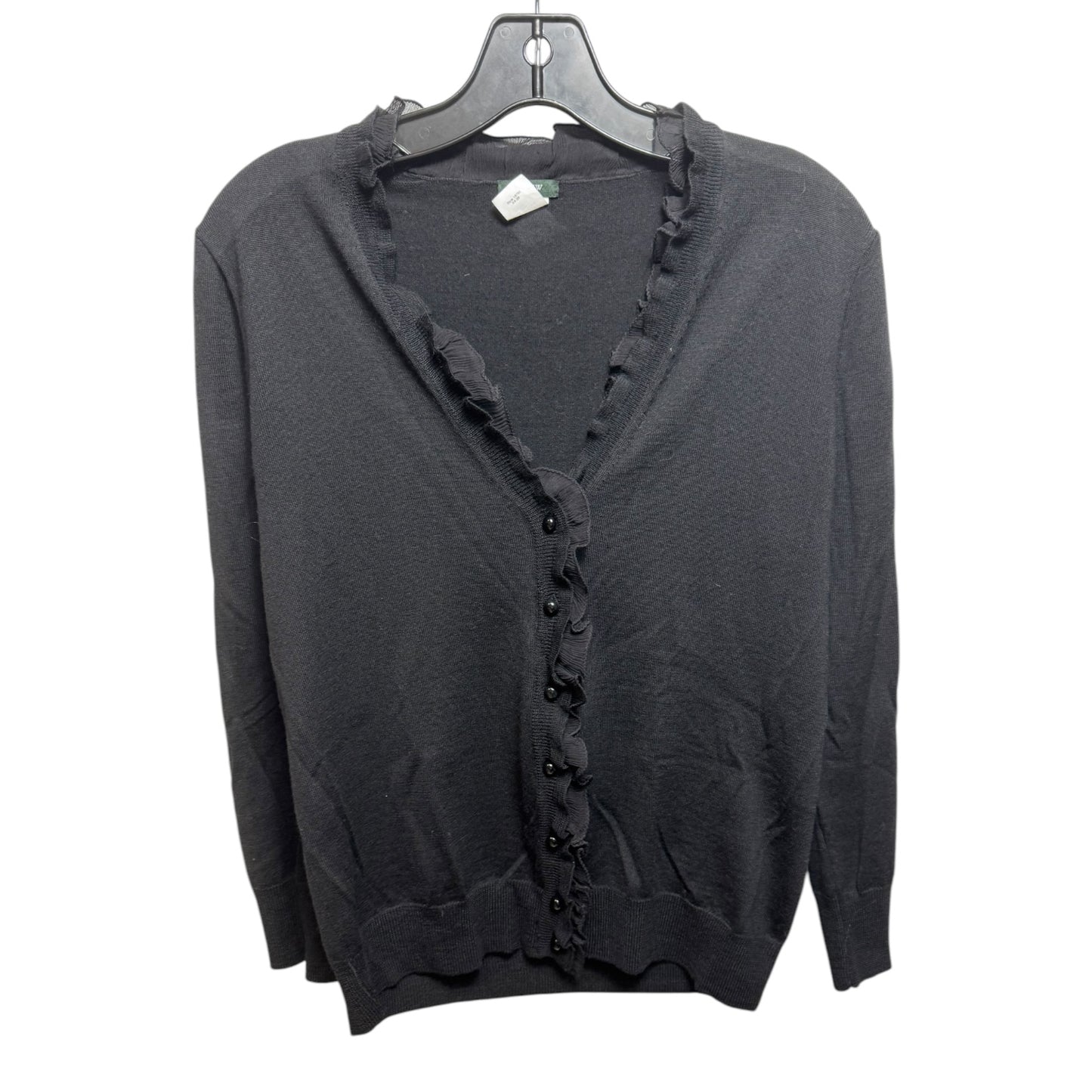 Ruffle Sweater Cardigan By J. Crew In Black, Size: M