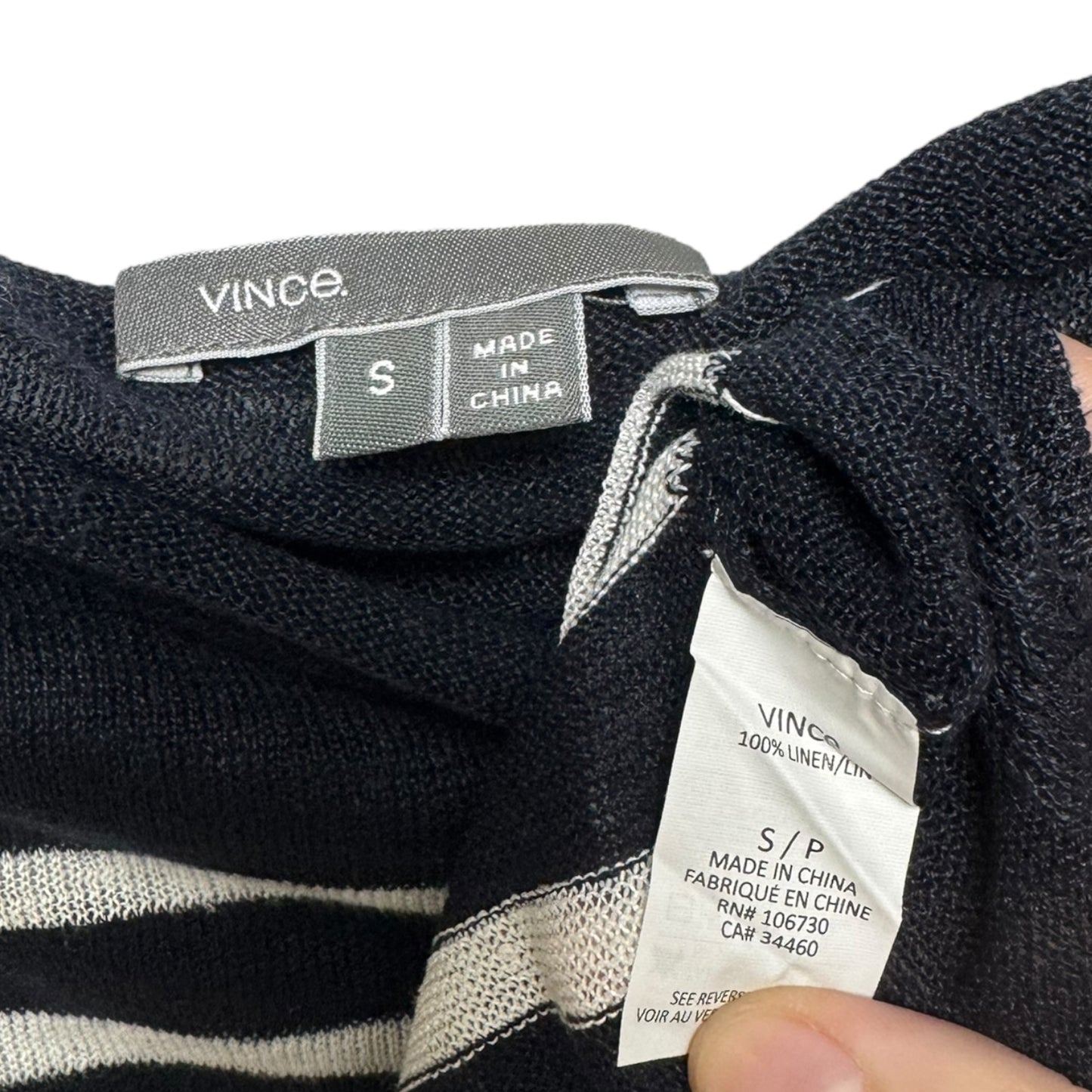 Linen Sweater By Vince In Striped Pattern, Size: S