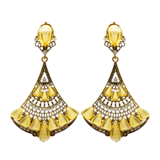 Yellow Statement Earrings Dangle/drop By Unbranded