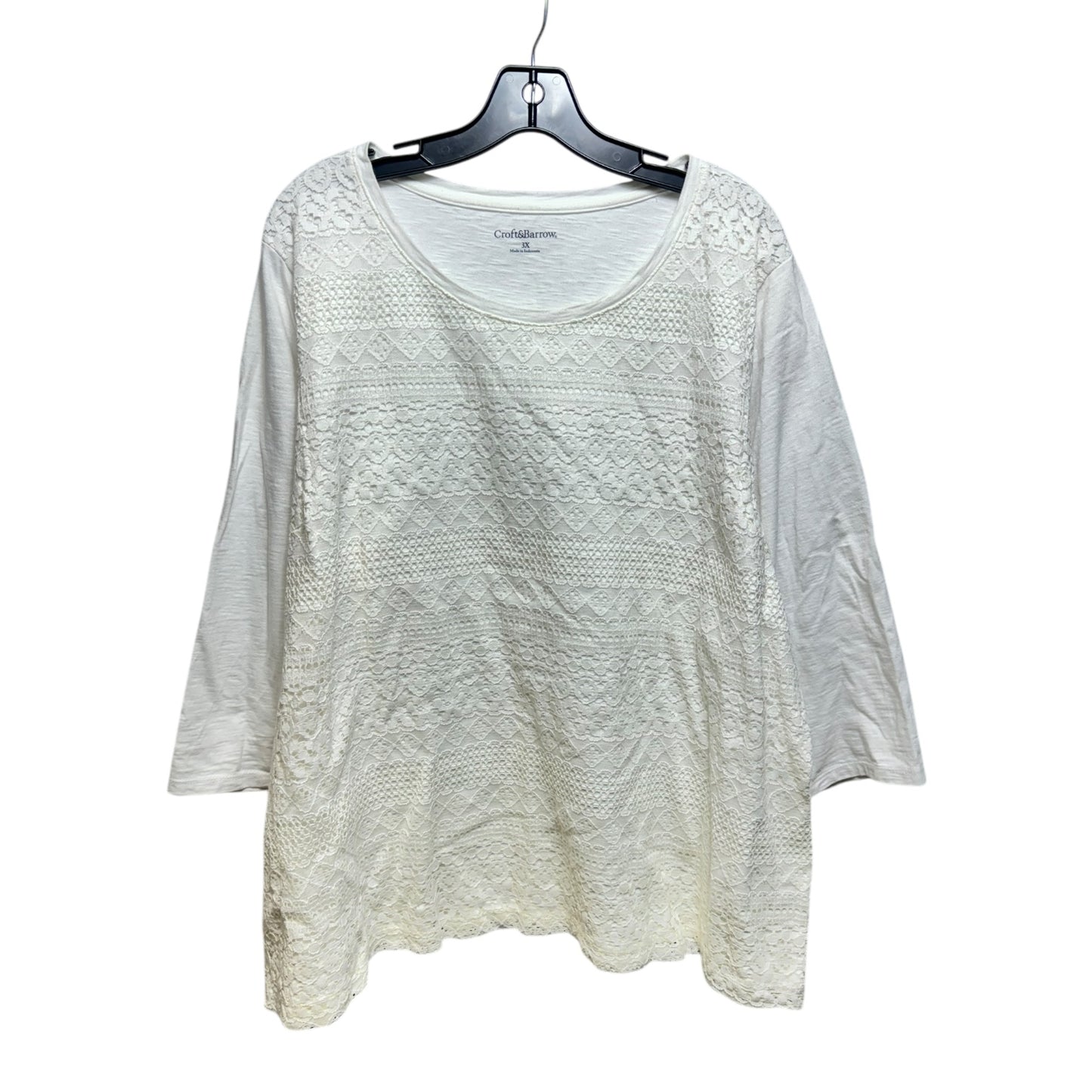 Top 3/4 Sleeve By Croft And Barrow In White, Size: 3x