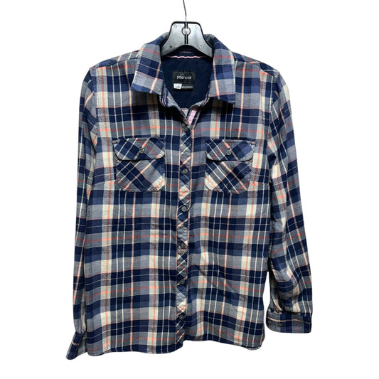 Top Long Sleeve By Marmot In Plaid Pattern, Size: L