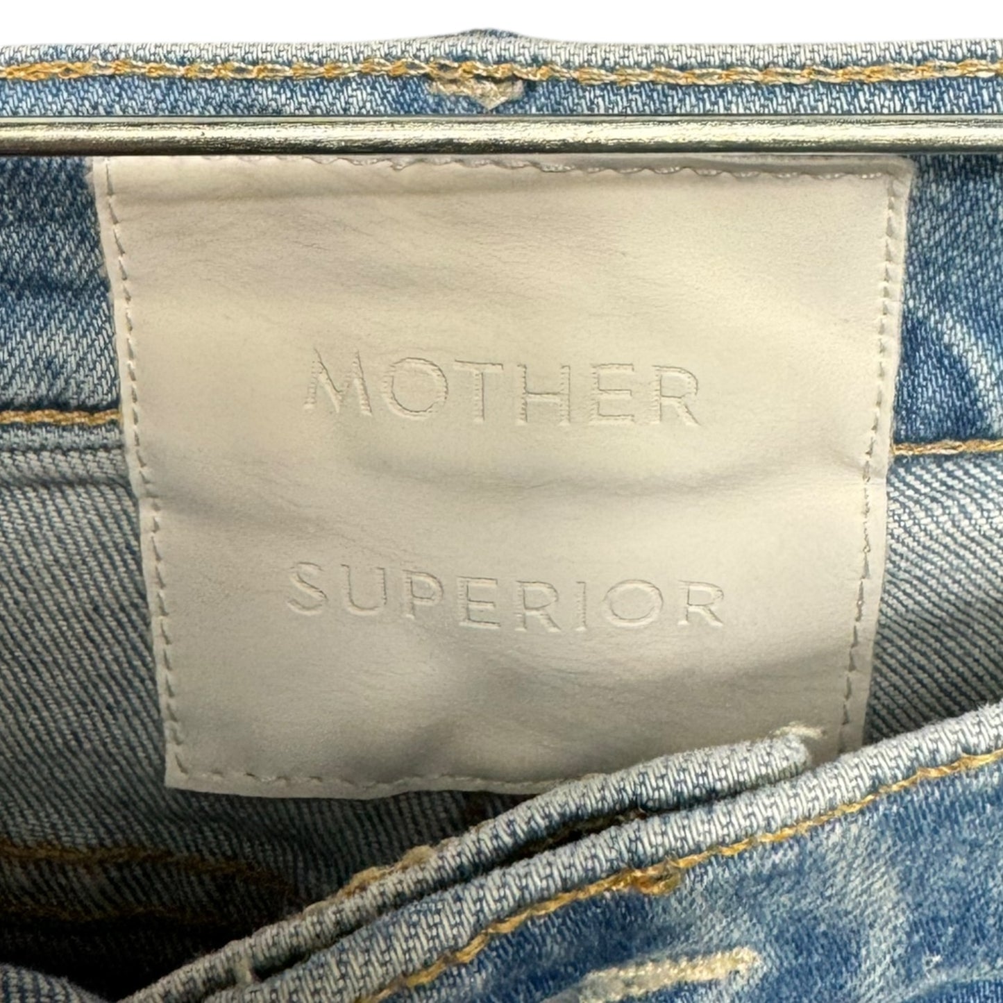 Distressed Skinny Jeans By Mother Jeans In Blue Denim, Size: 4