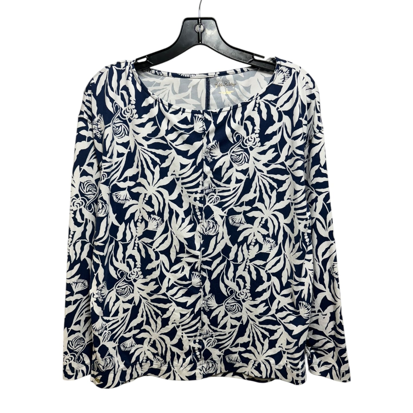 Karessa UPF 50+ Top Designer By Lilly Pulitzer In Low Tide Navy Flocking To Paradise, Size: S