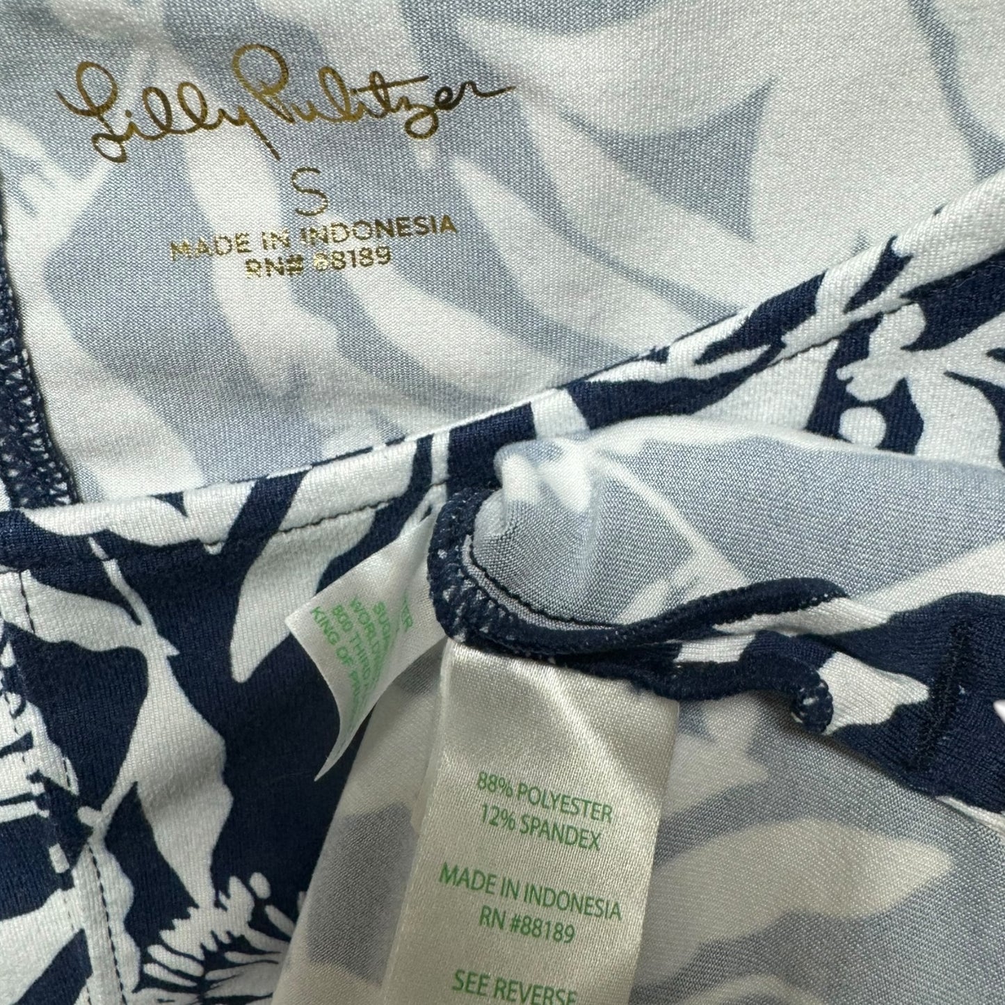 Karessa UPF 50+ Top Designer By Lilly Pulitzer In Low Tide Navy Flocking To Paradise, Size: S