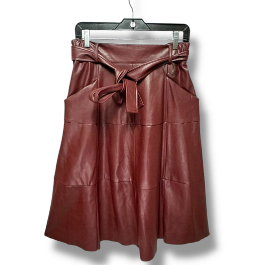 Coralia Faux Leather Midi Skirt By Vigoss X Anthropologie In Burgundy, Size: M