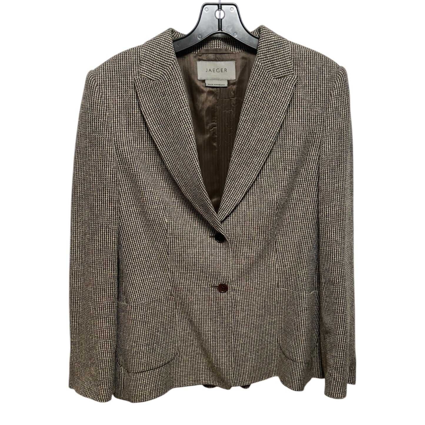 Wool & Linen Blazer By Jaeger In Brown, Size: 8