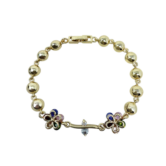 Multicolor Flower Charm Bracelet By Unbranded