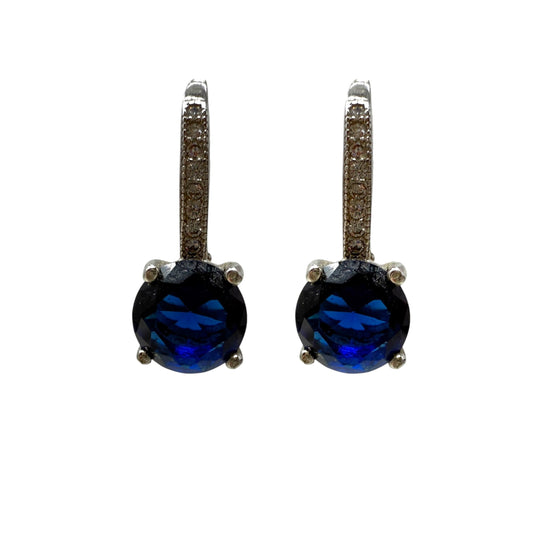 Lab Created Sapphire Solitaire & Sterling Silver Hoop By Unbranded