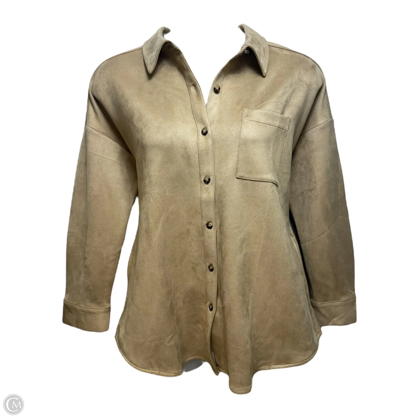 Faux Suede Jacket Shirt By J. Jill In Tan, Size: Xl