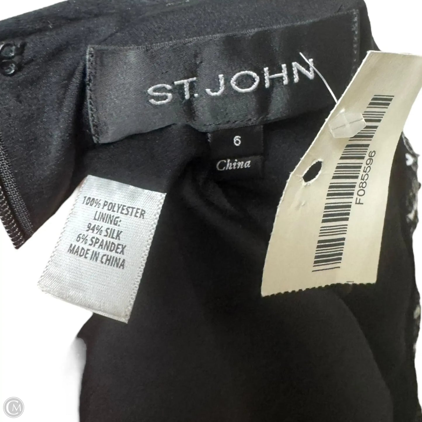 Sequin Lace Trim Top Short Sleeve Luxury Designer By St John Collection In Striped Pattern, Size: 6