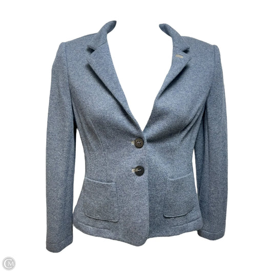 Italian Cashmere Leather Trim Blazer By Barbara Lohmann In Blue, Size: M