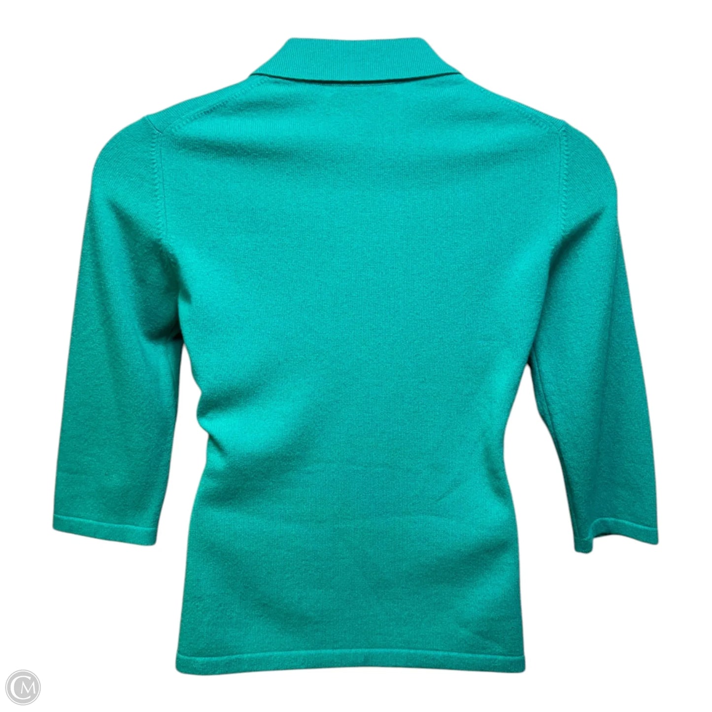 Cashmere Button Collar Sweater Designer By Neiman Marcus In Teal, Size: L