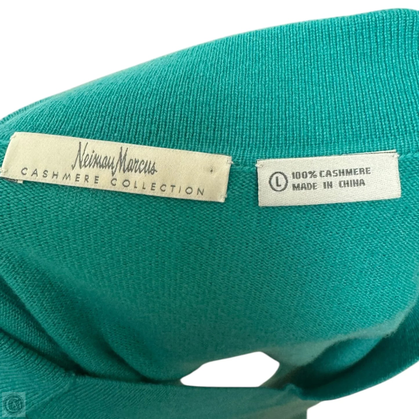 Cashmere Button Collar Sweater Designer By Neiman Marcus In Teal, Size: L