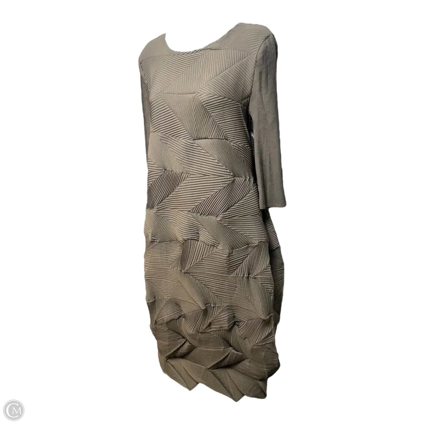 Pleated Structural Dress Casual Maxi By Vanité Couture In Taupe, Size: 0