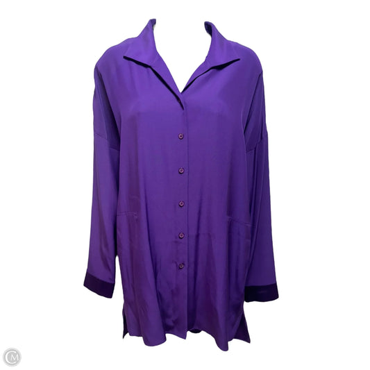 100% Silk Tunic Designer By Lafayette 148 In Purple, Size: S