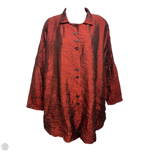 Crinkle Duochrome Top Long Sleeve Unbranded In Red, Size: Xl