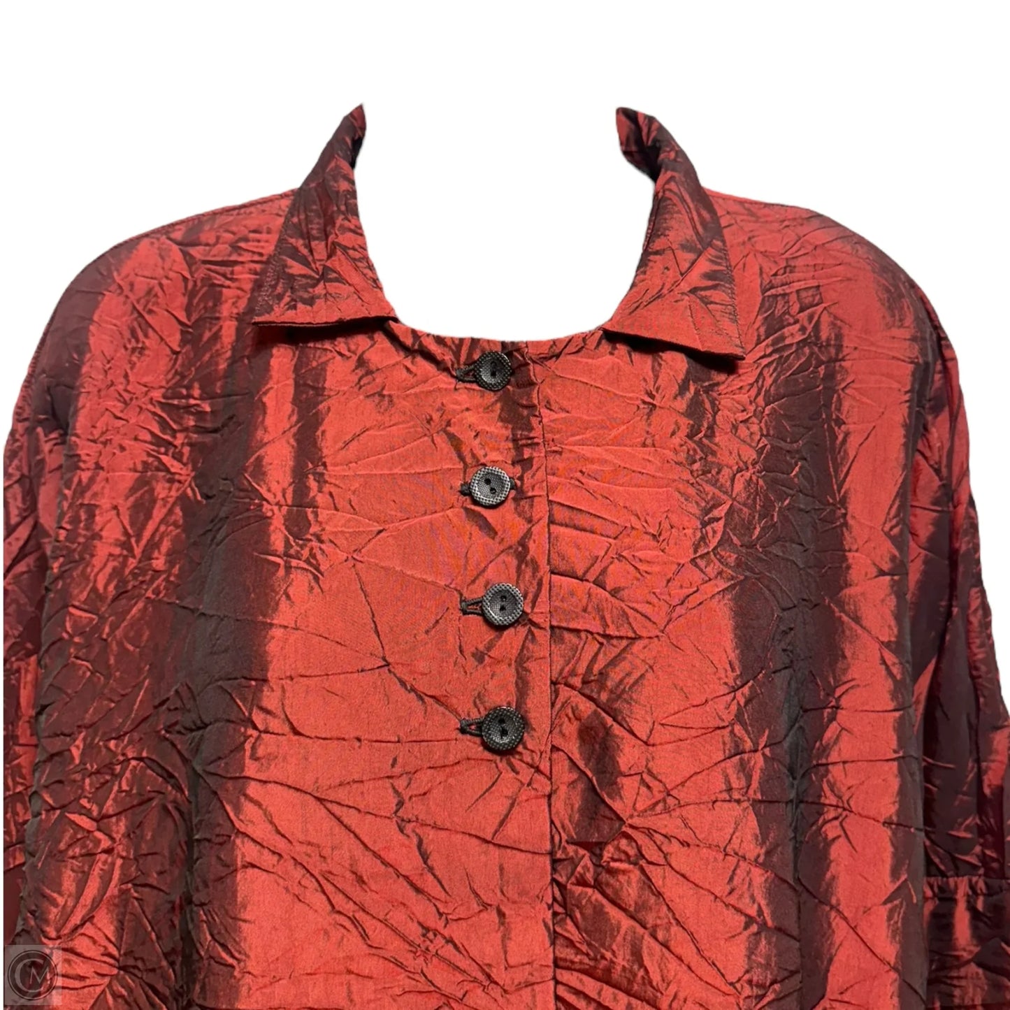 Crinkle Duochrome Top Long Sleeve Unbranded In Red, Size: Xl