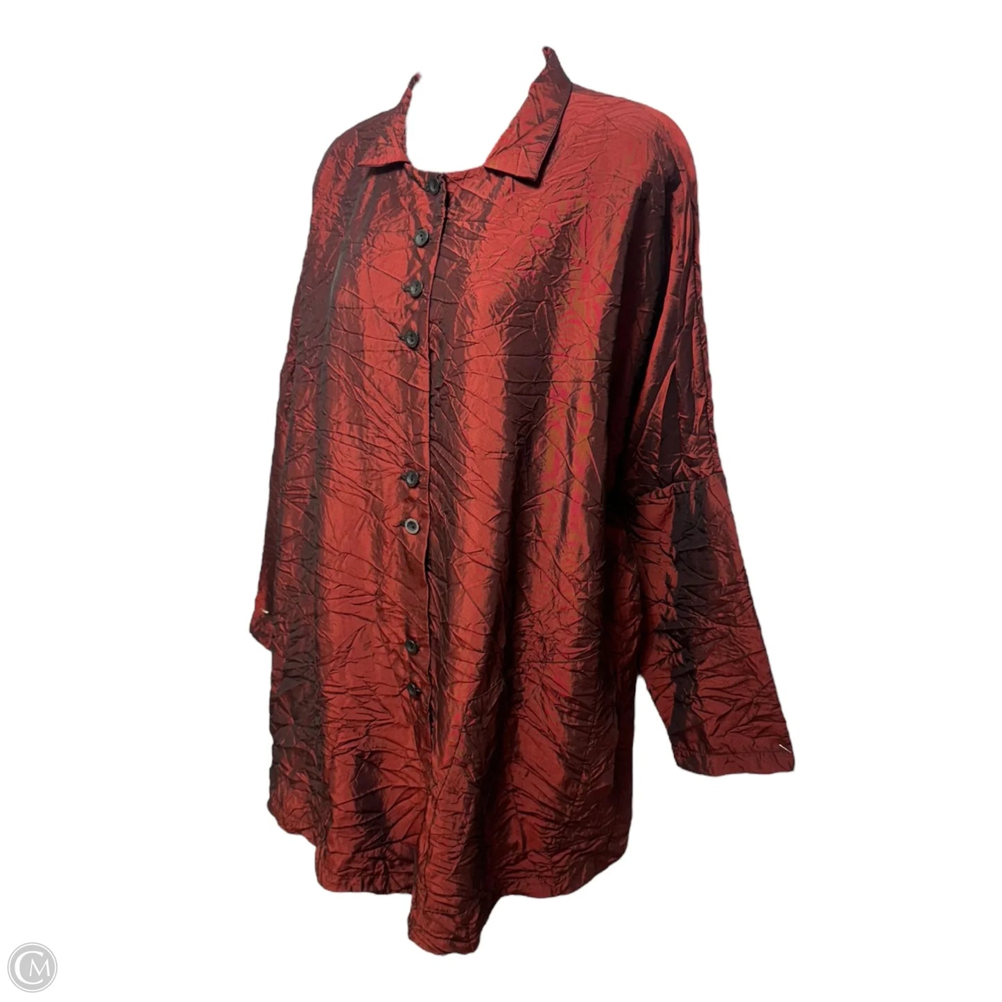 Crinkle Duochrome Top Long Sleeve Unbranded In Red, Size: Xl