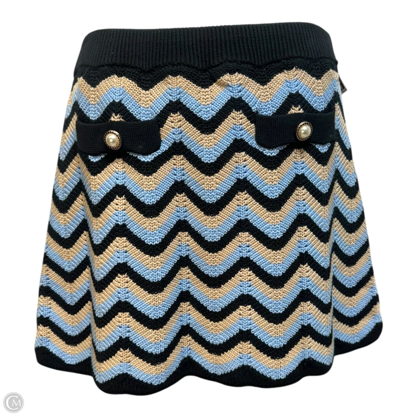 Camille Cotton Knit Mini Skirt In Multi-colored, Size: L